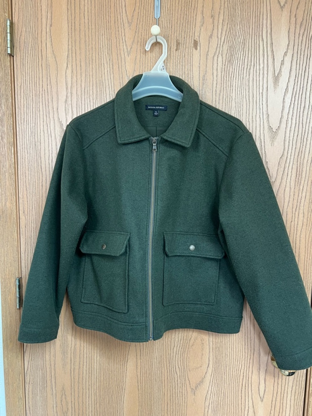 Banana Republic Olive Green Zip-Front Wool Jacket